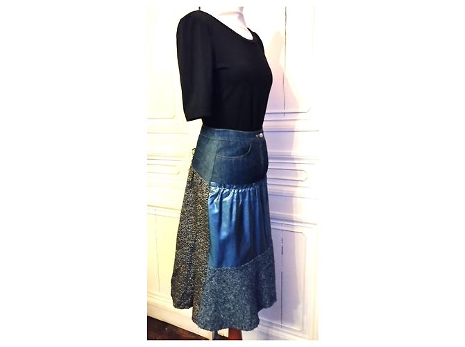 GONNA CHRISTIAN LACROIX GONNA PATCHWORK DENIM..WOOL..SCHINTZ..DENTEL T 34/36 Multicolore - vista 7