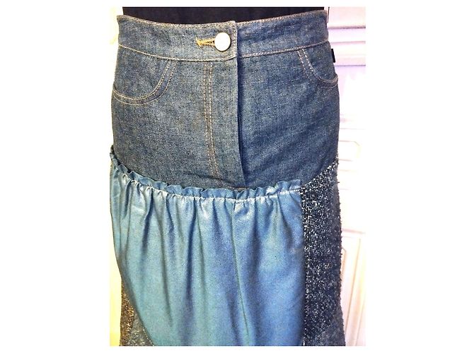 GONNA CHRISTIAN LACROIX GONNA PATCHWORK DENIM..WOOL..SCHINTZ..DENTEL T 34/36 Multicolore - vista 9