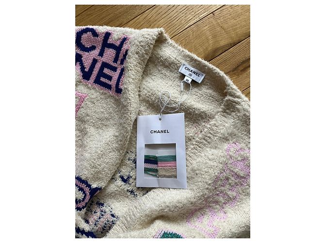 Cambon Chanel Strickjacke aus Baumwolle Farbe Eggshell Größe 36 Aus weiß - Ansicht 10