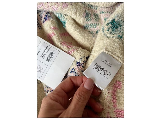 Cambon Chanel Strickjacke aus Baumwolle Farbe Eggshell Größe 36 Aus weiß - Ansicht 12