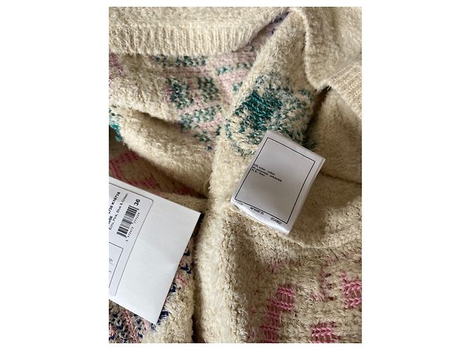 Cambon Chanel Strickjacke aus Baumwolle Farbe Eggshell Größe 36 Aus weiß - Ansicht 13