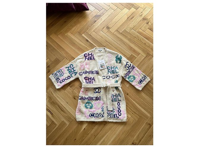 Cambon Chanel Strickjacke aus Baumwolle Farbe Eggshell Größe 36 Aus weiß - Ansicht 4
