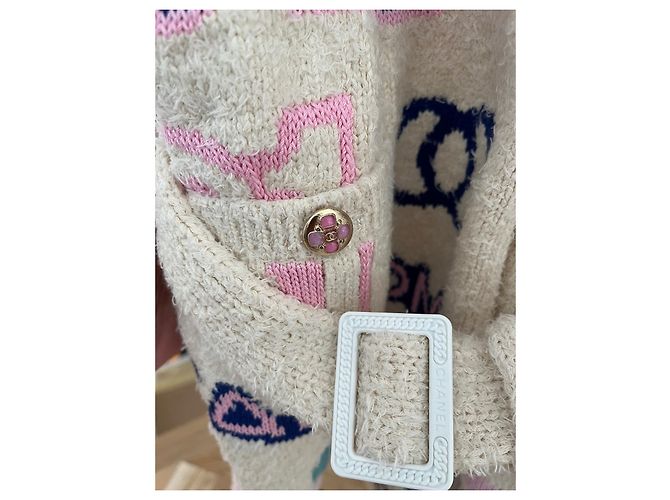 Cambon Chanel Strickjacke aus Baumwolle Farbe Eggshell Größe 36 Aus weiß - Ansicht 6