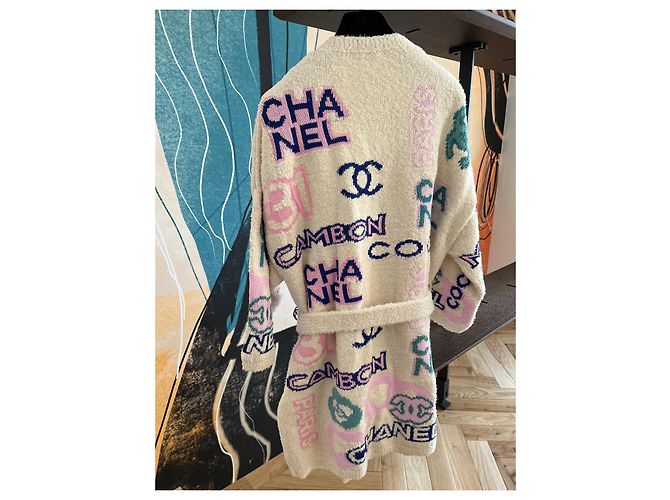 Cambon Chanel Strickjacke aus Baumwolle Farbe Eggshell Größe 36 Aus weiß - Ansicht 7