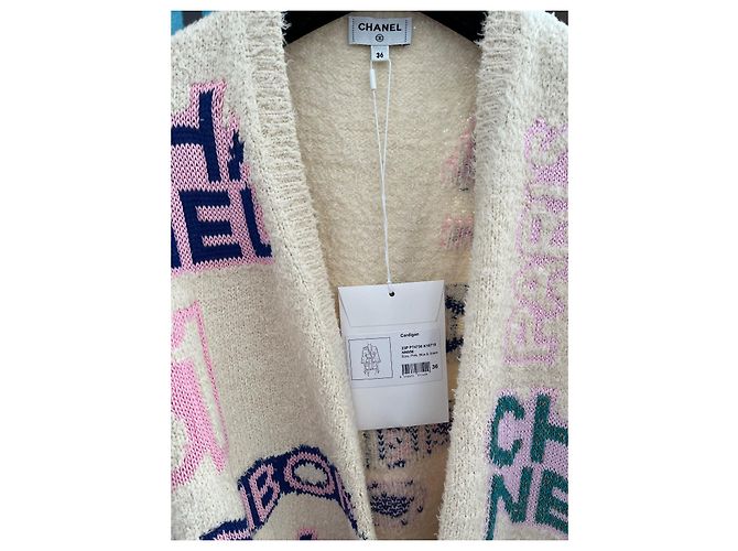 Cambon Chanel Strickjacke aus Baumwolle Farbe Eggshell Größe 36 Aus weiß - Ansicht 8