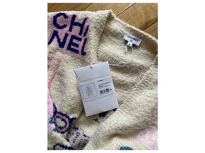 Cambon Chanel Strickjacke aus Baumwolle Farbe Eggshell Größe 36 Aus weiß - Ansicht 9