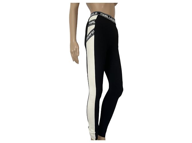 Leggings Karl Lagerfeld Negros de Rayón Corte Ajustado Blanco - vista 2