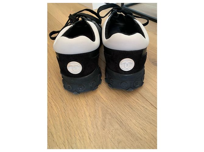 Chanel Sneaker Schwarz Weiß Stoff 37 - Ansicht 3