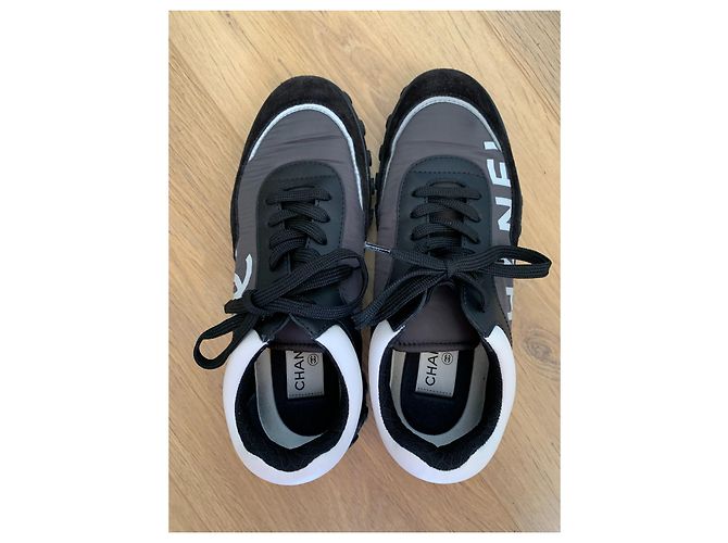 Chanel Sneaker Schwarz Weiß Stoff 37 - Ansicht 4