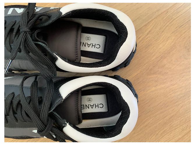 Chanel Sneaker Schwarz Weiß Stoff 37 - Ansicht 5