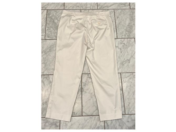 Pantalones Hugo Boss Crudo Efecto Satén Algodón Blanco roto - vista 2