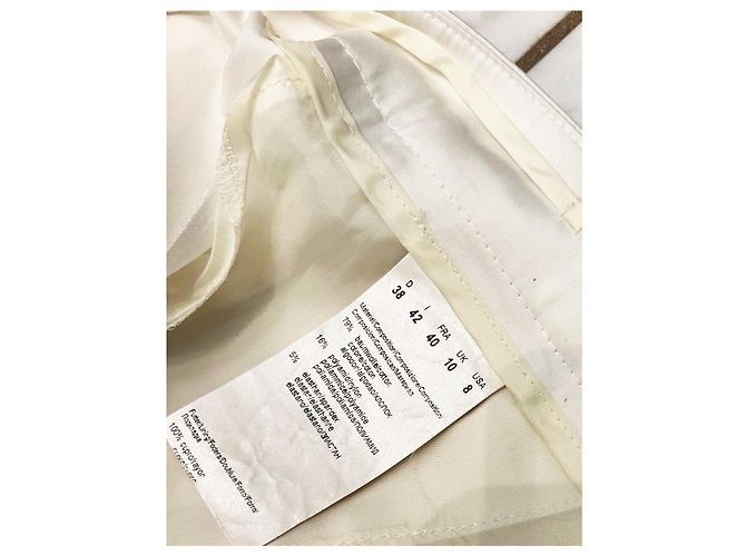 Pantalones Hugo Boss Crudo Efecto Satén Algodón Blanco roto - vista 3