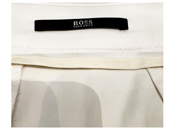 Pantalones Hugo Boss Crudo Efecto Satén Algodón Blanco roto - vista 4