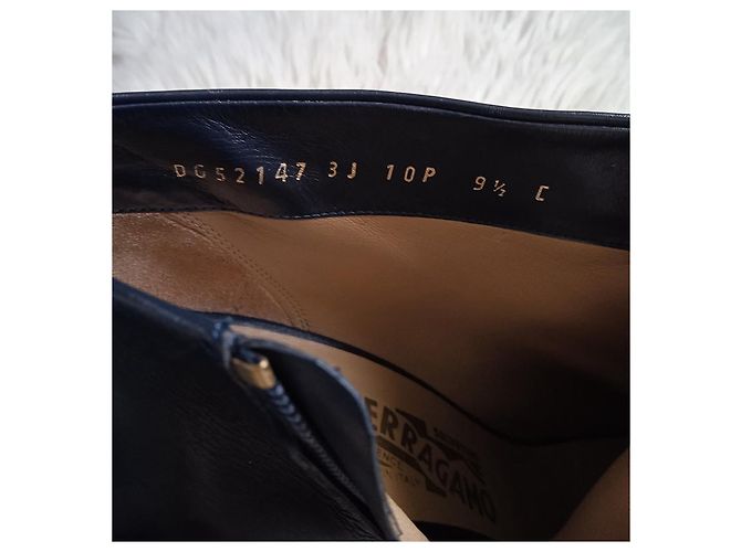 Stivaletti Salvatore Ferragamo in pelle blu navy - vista 10