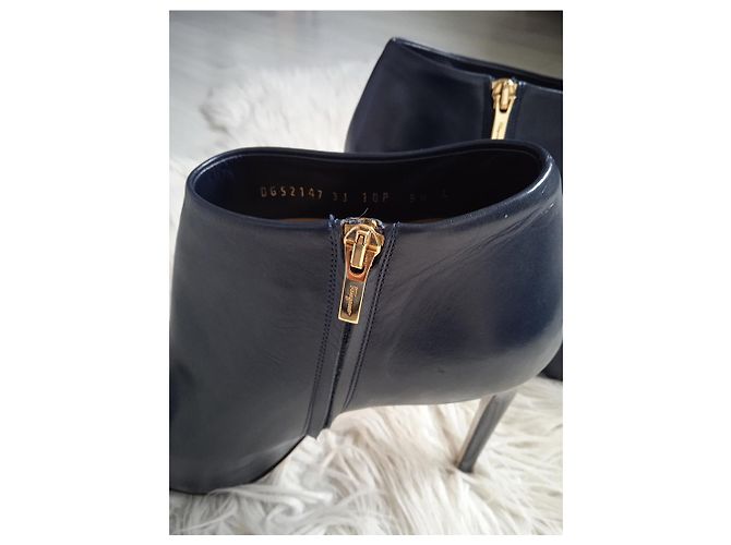 Stivaletti Salvatore Ferragamo in pelle blu navy - vista 3