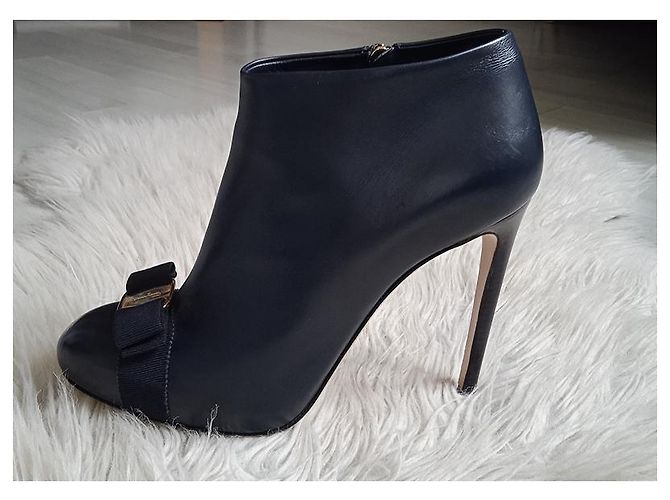 Stivaletti Salvatore Ferragamo in pelle blu navy - vista 6