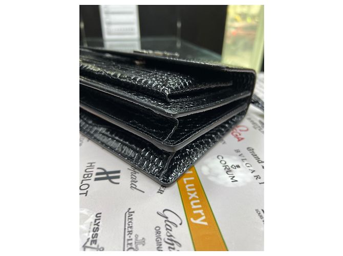 Borsa a tracolla Saint Laurent Sunset Medium nera in pelle verniciata Nero - vista 5