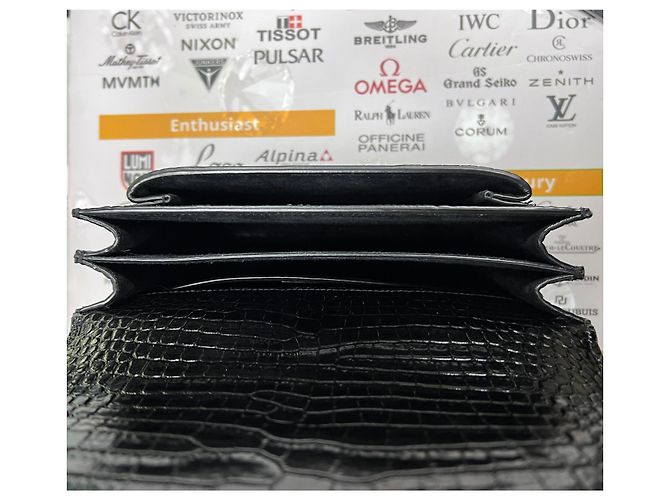 Borsa a tracolla Saint Laurent Sunset Medium nera in pelle verniciata Nero - vista 8