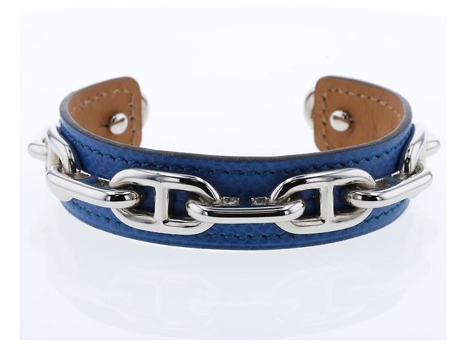 Hermès Pulsera de cuero Chaîne d'Ancre Azul - vista 2