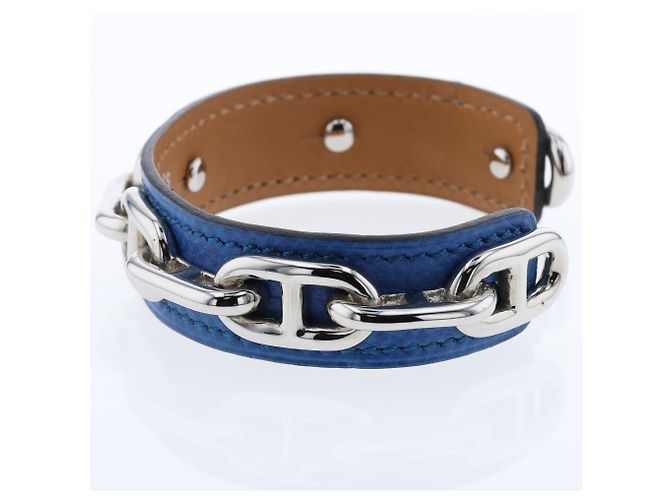 Hermès Pulsera de cuero Chaîne d'Ancre Azul - vista 3