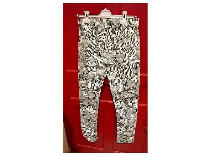Calça Isabel Marant em veludo de algodão preto e creme - vista 3