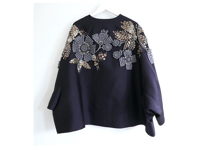 chamarra con adornos de Biyan Kinara Azul marino Morado oscuro - vista 4