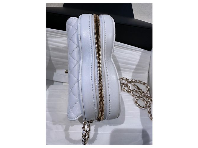 Timeless Borsa Chanel Heart in pelle bianca Bianco - vista 7