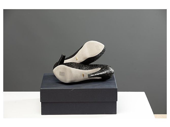 Décolleté Sergio Rossi in pelle nera effetto pitone Nero - vista 3