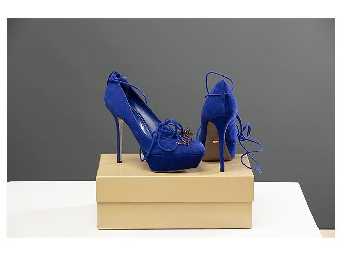 Décolleté Sergio Rossi in camoscio blu royal - vista 2