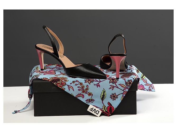 Décolleté Diane Von Furstenberg Athena Pelle Nera e Rosa Nero - vista 2