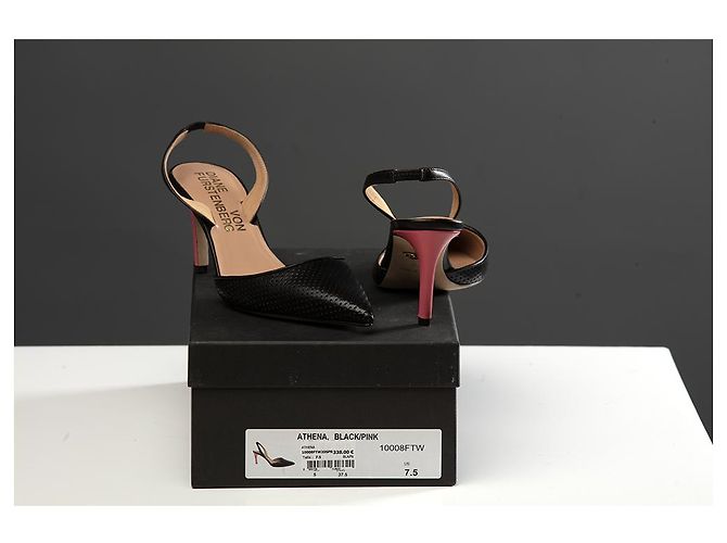 Décolleté Diane Von Furstenberg Athena Pelle Nera e Rosa Nero - vista 4