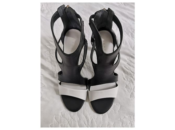 Sandali Sandro in pelle nero e bianco - vista 5