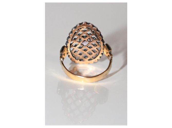 Autre Marque Anello Marquise in Oro Giallo con Ametista e Marcasite D'oro - vista 3