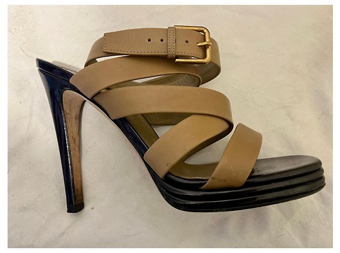 Yves Saint Laurent YSL splendidi sandali avvolgenti alla caviglia Marrone Caramello - vista 10