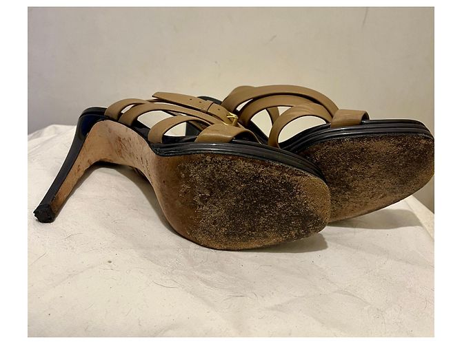 Yves Saint Laurent YSL splendidi sandali avvolgenti alla caviglia Marrone Caramello - vista 5