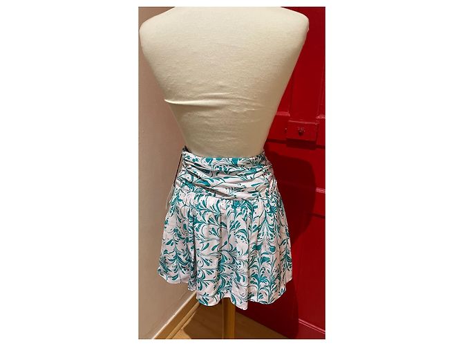 Gonna Calista Isabel Marant Etoile a pieghe verde e bianca viscosa Bianco - vista 2