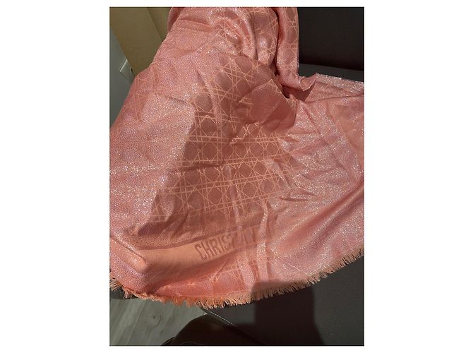 Stola Christian Dior Cannage Seta e Lana Rosa - vista 5