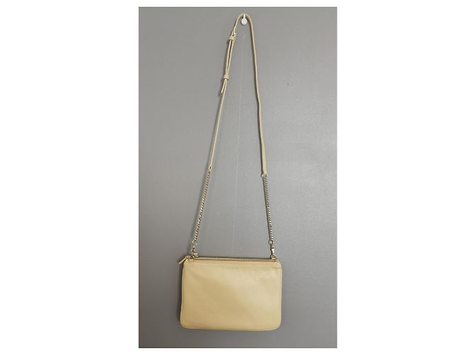 Borsa a spalla Sandro in pelle beige Gold hardware - vista 10