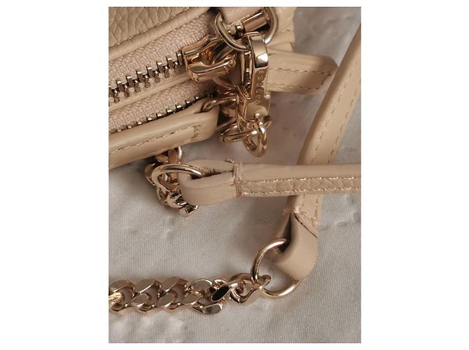 Borsa a spalla Sandro in pelle beige Gold hardware - vista 11