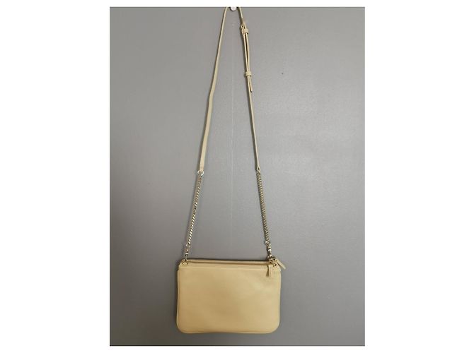 Borsa a spalla Sandro in pelle beige Gold hardware - vista 12