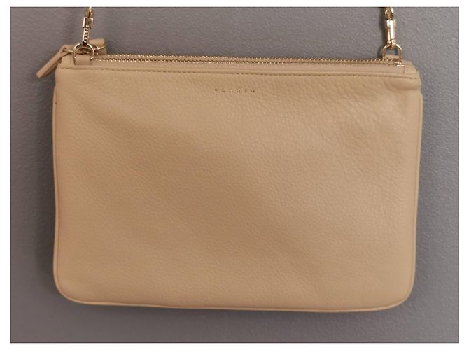 Borsa a spalla Sandro in pelle beige Gold hardware - vista 3