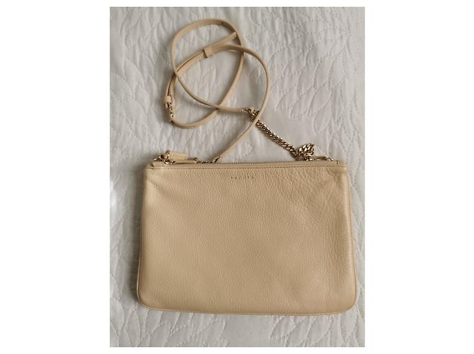Borsa a spalla Sandro in pelle beige Gold hardware - vista 4