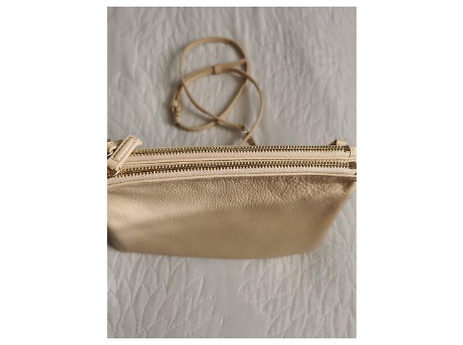 Borsa a spalla Sandro in pelle beige Gold hardware - vista 6