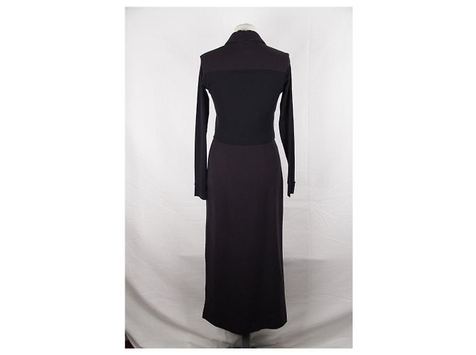Donna Karan Blaues Maxikleid mit langen Ärmeln und Reißverschluss vorne 6 - Ansicht 2