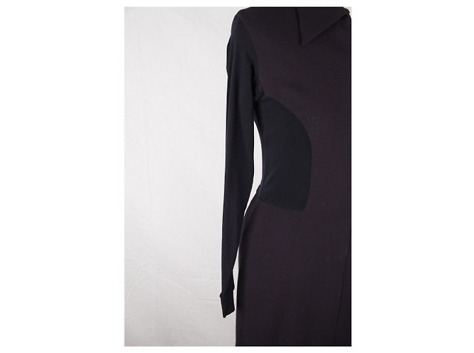 Donna Karan Blaues Maxikleid mit langen Ärmeln und Reißverschluss vorne 6 - Ansicht 5