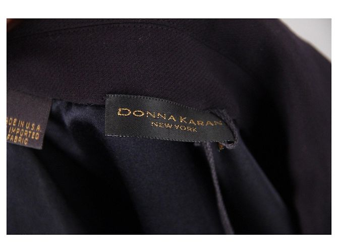 Donna Karan Blaues Maxikleid mit langen Ärmeln und Reißverschluss vorne 6 - Ansicht 7