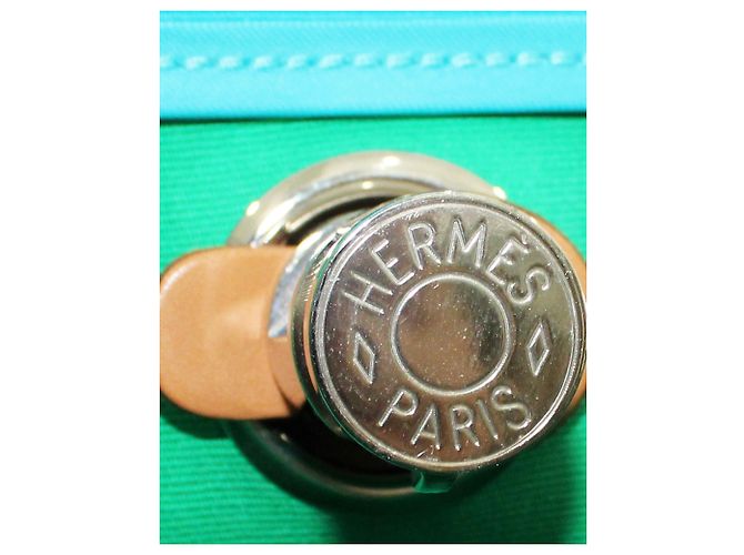 Hermès Herbag Tela Blu e Marrone Zip MM - vista 9