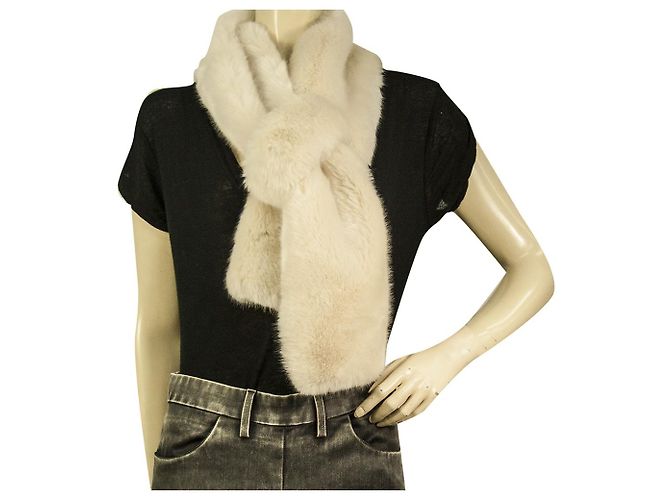 Autre Marque KN Kati Niemi Collection Sciarpa invernale scaldacollo con collo in pelliccia sintetica bianca Bianco - vista 3