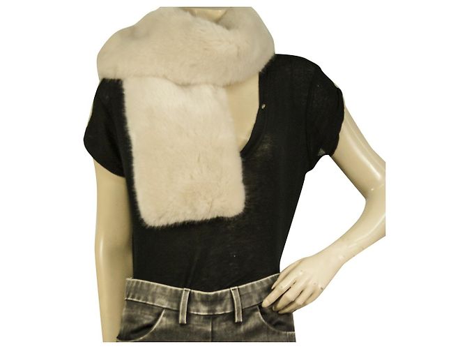 Autre Marque KN Kati Niemi Collection Sciarpa invernale scaldacollo con collo in pelliccia sintetica bianca Bianco - vista 4