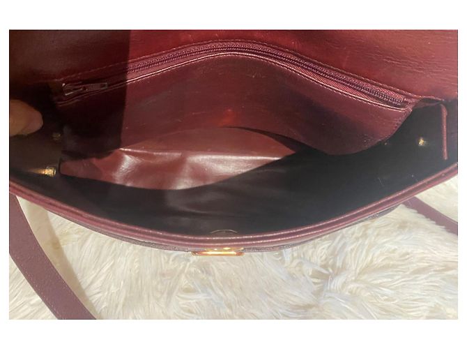 Borsa Dior in pelle bordeaux con logo CD Bordò - vista 4